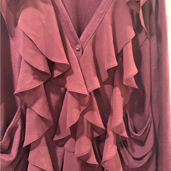 LOGO by Lori Goldstein Deep Red Ruffle Blouse - Picture 4 of 6